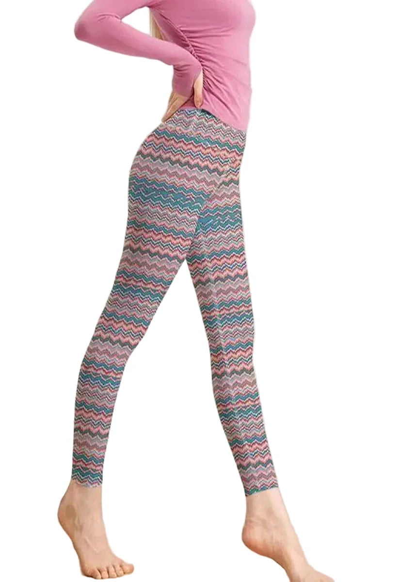 Women's Capri Leggings Wave Print Athletic Style 0