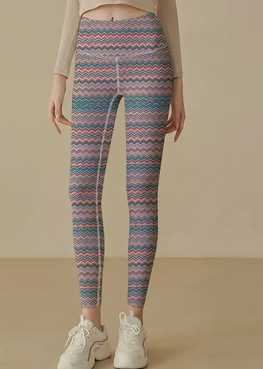 Women's Capri Leggings Wave Print Athletic Style 1