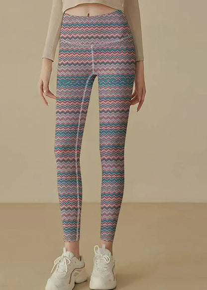 Women's Capri Leggings Wave Print Athletic Style 1