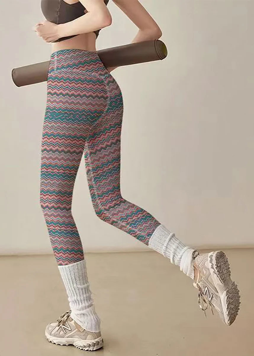 Women's Capri Leggings Wave Print Athletic Style 2