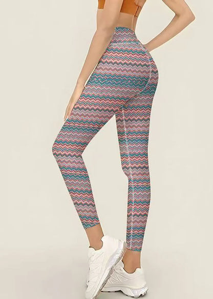 Women's Capri Leggings Wave Print Athletic Style 3