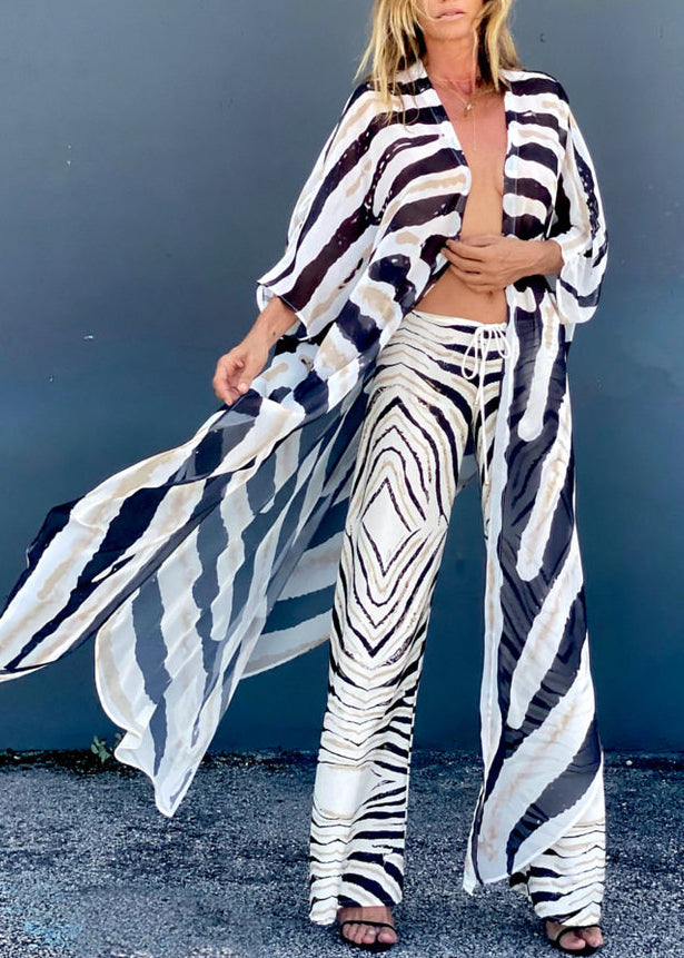 Women's Cardigan Asymmetrical Zebra Pattern Summer Style 2