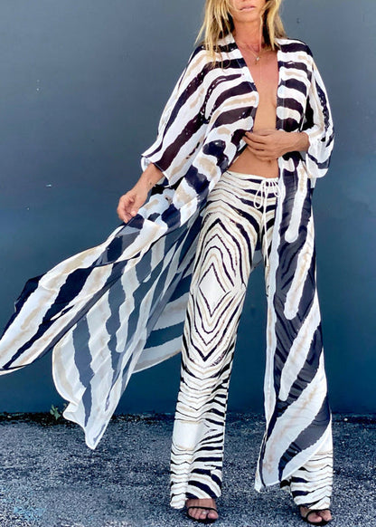 Women's Cardigan Asymmetrical Zebra Pattern Summer Style 2