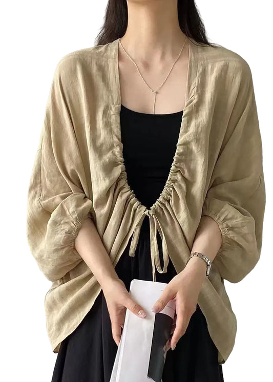Women's Cardigan Drawstring Lace-Up Casual Summer Style 0