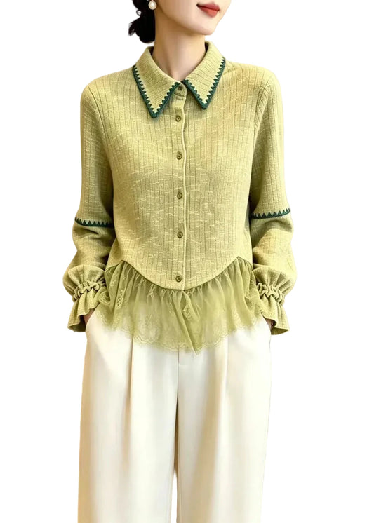 Women's Cardigan Flare Sleeve with Turn-Down Collar 0