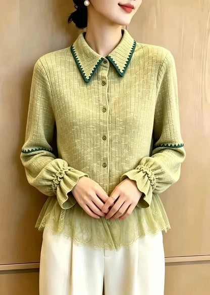 Women's Cardigan Flare Sleeve with Turn-Down Collar 1