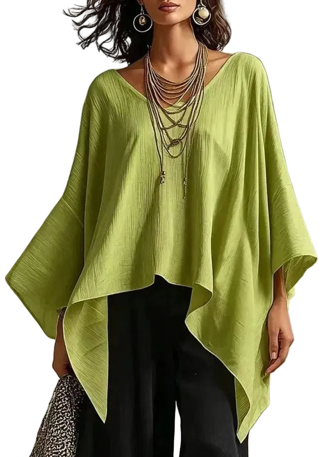Women's Casual Asymmetrical Top Batwing Sleeve 0