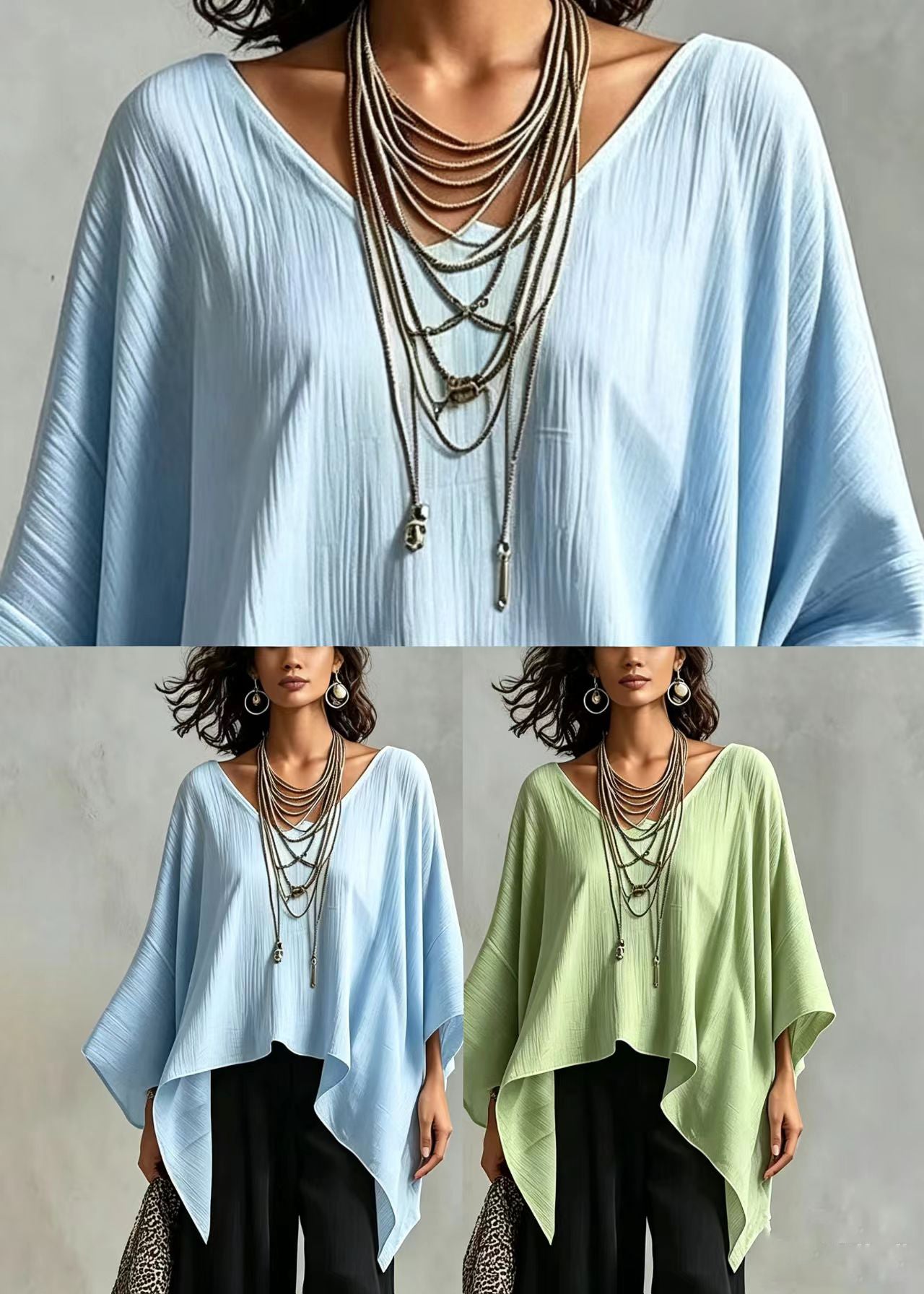 Women's Casual Asymmetrical Top Batwing Sleeve 4