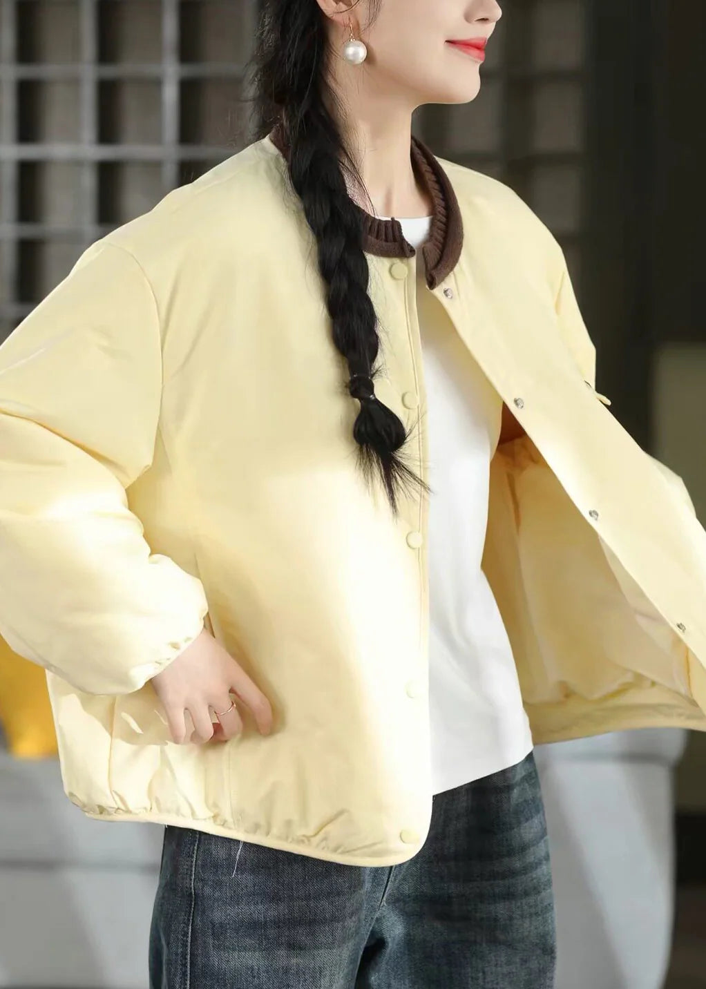Women's Casual Coat Patchwork Design with Pockets 1