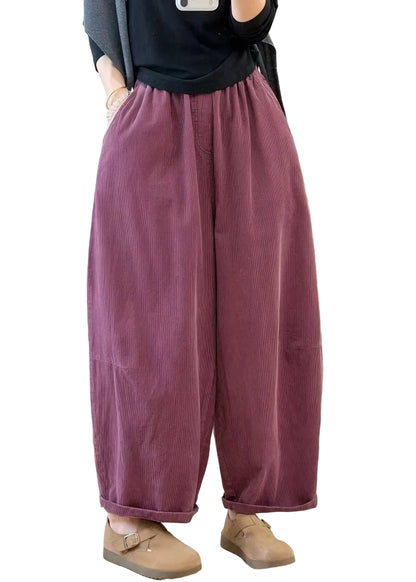 Women's Casual Corduroy Pants Patchwork Style 0