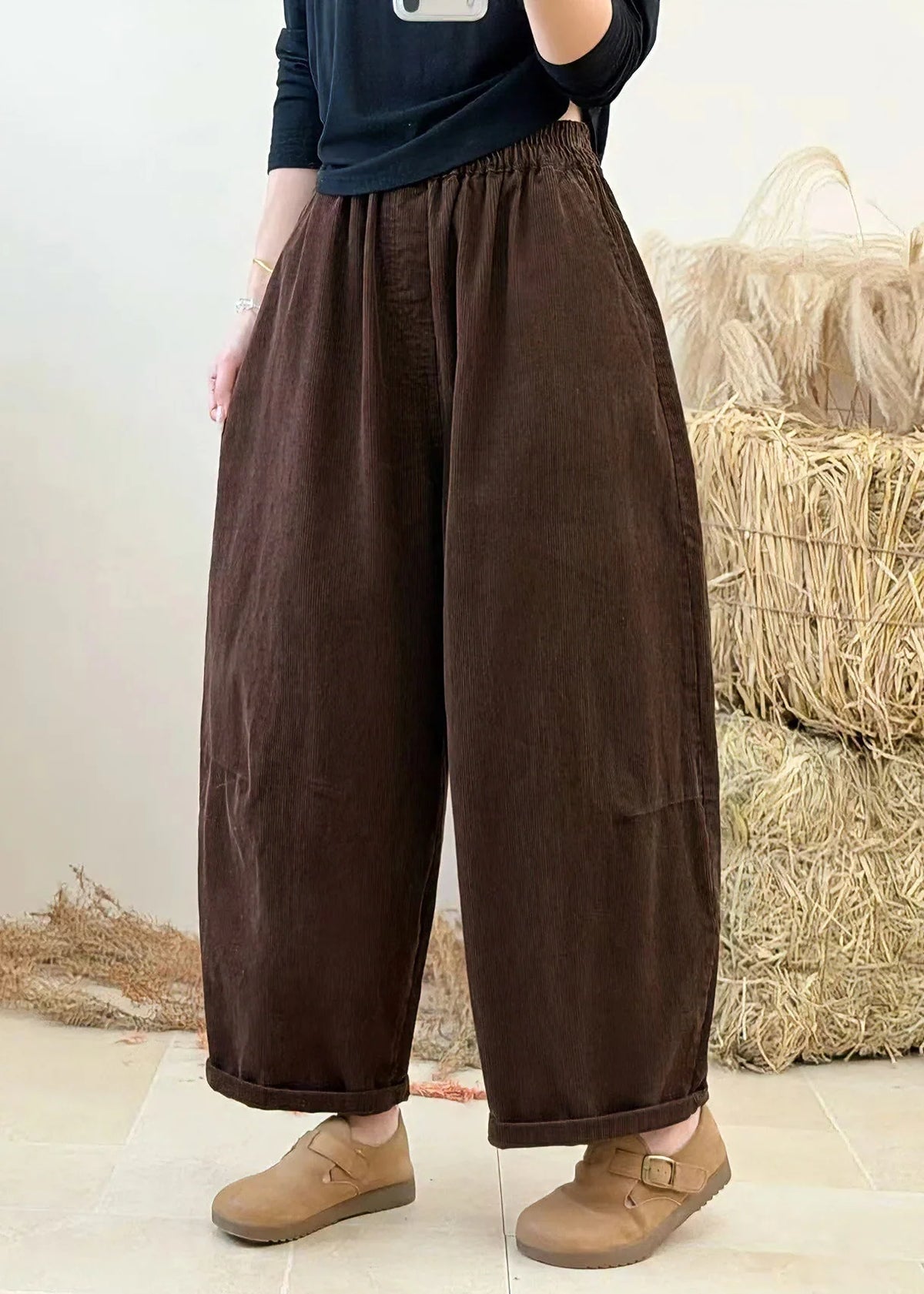 Women's Casual Corduroy Pants Patchwork Style 1