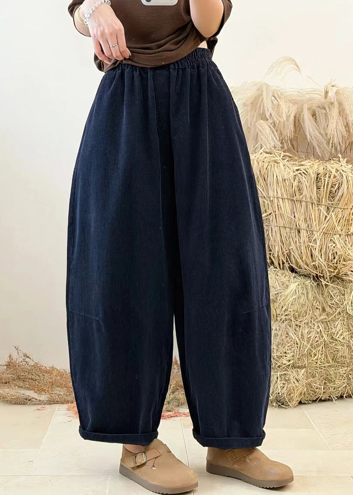 Women's Casual Corduroy Pants Patchwork Style 3