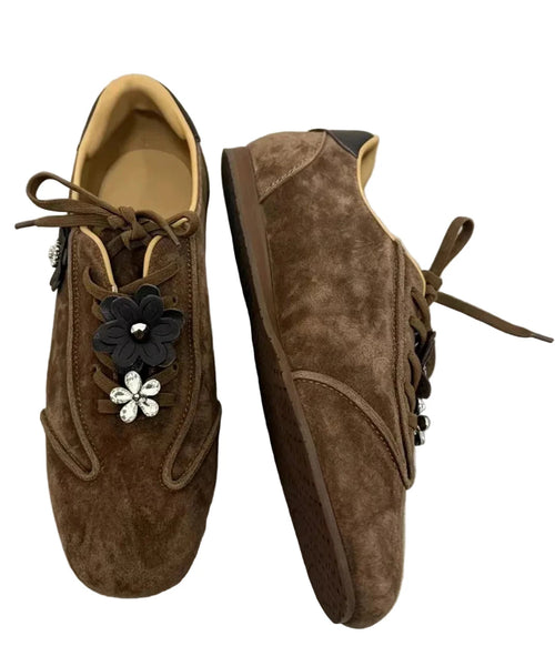 Women's Casual Flats Lace-Up Floral Design 0