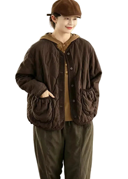 Women's Casual Jacket Corduroy Patchwork with Pockets 0