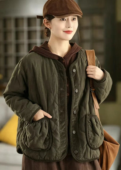 Women's Casual Jacket Corduroy Patchwork with Pockets 3
