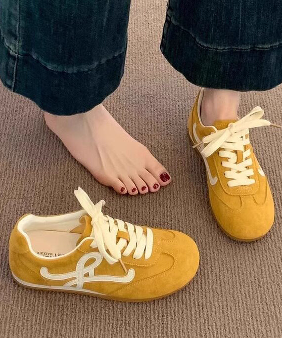 Women's Casual Lace-Up Flat Shoes Spliced Design 0