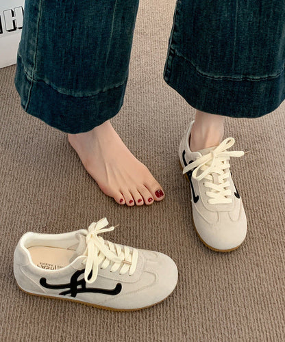 Women's Casual Lace-Up Flat Shoes Spliced Design 1