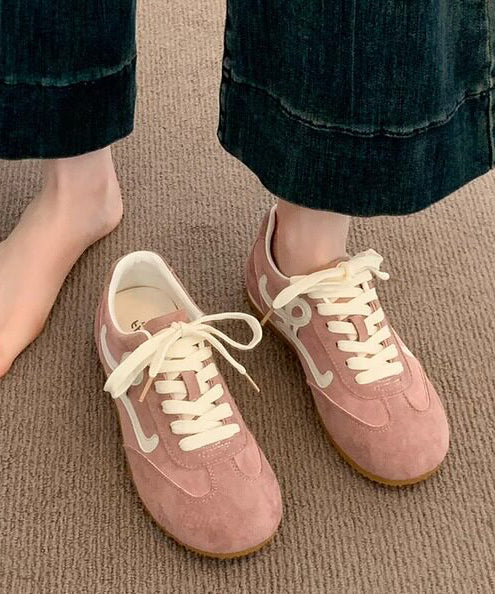 Women's Casual Lace-Up Flat Shoes Spliced Design 4
