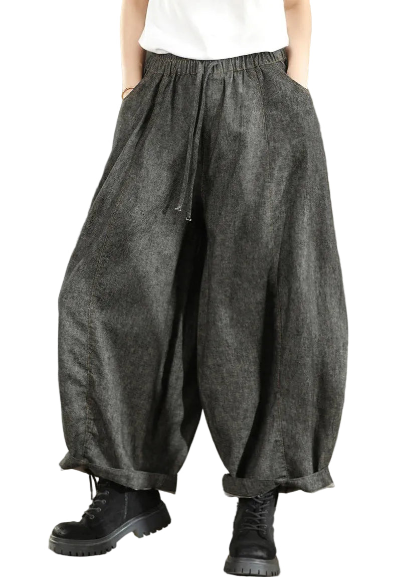 Women's Casual Lantern Pants with Elastic Waist and Pockets 0
