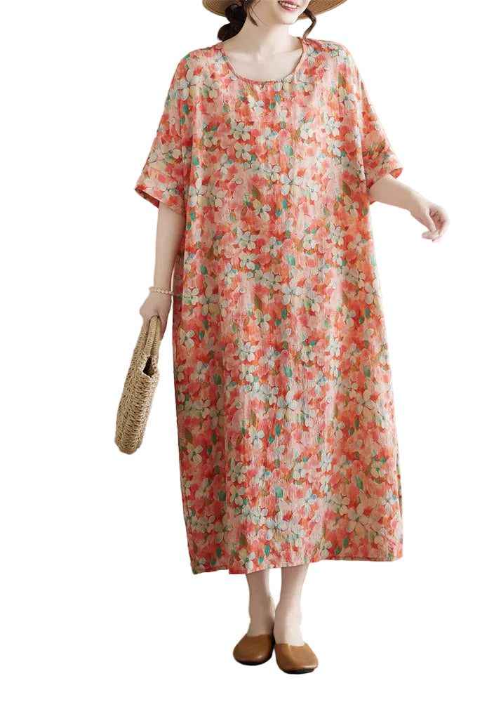 Women's Casual Long Dress Patchwork Style Short Sleeve 0