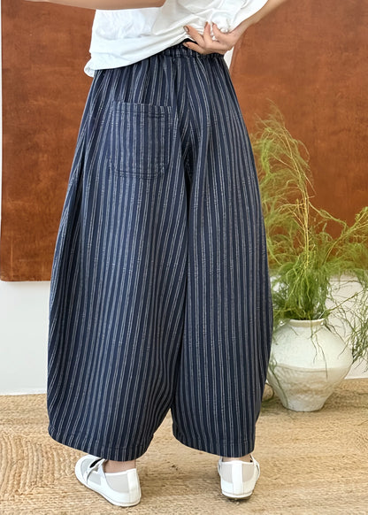 Women's Casual Pants Striped Patchwork Elastic Waist 3