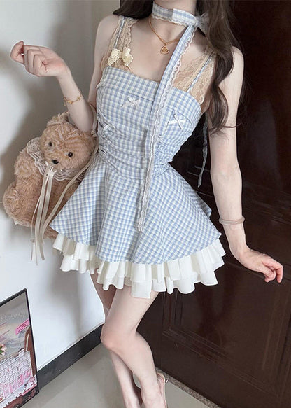 Women's Casual Summer Dress Spaghetti Strap Plaid Design 2