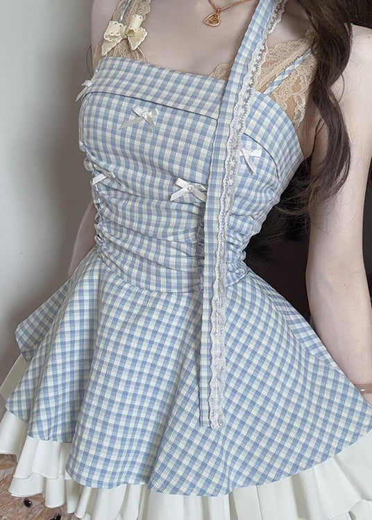Women's Casual Summer Dress Spaghetti Strap Plaid Design 4