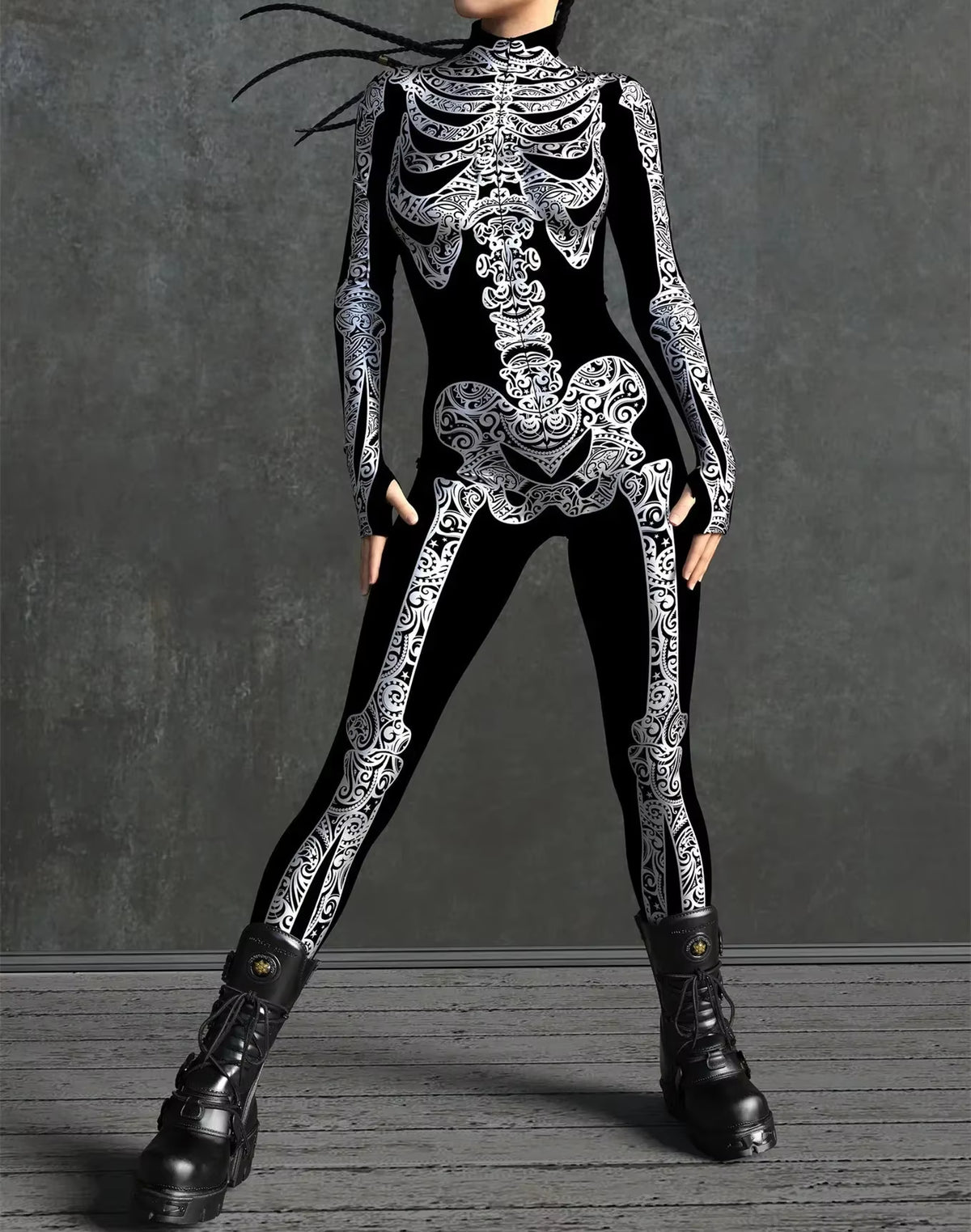 Women's Catsuit Jumpsuit 3D Print Front Zipper Cosplay Costume 7