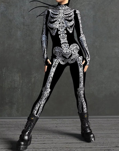 Women's Catsuit Jumpsuit 3D Print Front Zipper Cosplay Costume 7