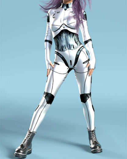 Women's Catsuit Jumpsuit 3D Print Front Zipper Cosplay Costume 8