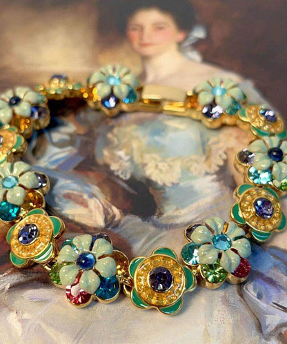 Women's Chain Bracelet Floral Enamel Design 0