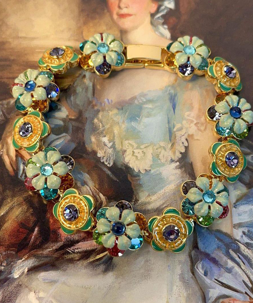 Women's Chain Bracelet Floral Enamel Design 1