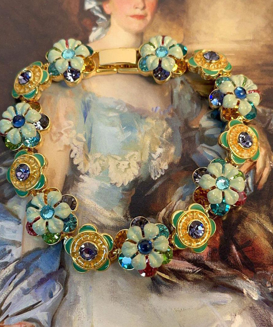 Women's Chain Bracelet Floral Enamel Design 3