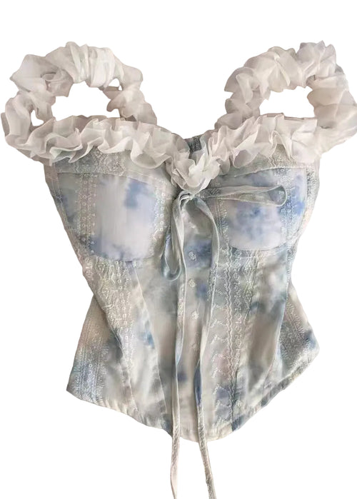 Women's Chiffon Top Ruffled Tie Dye Style 0