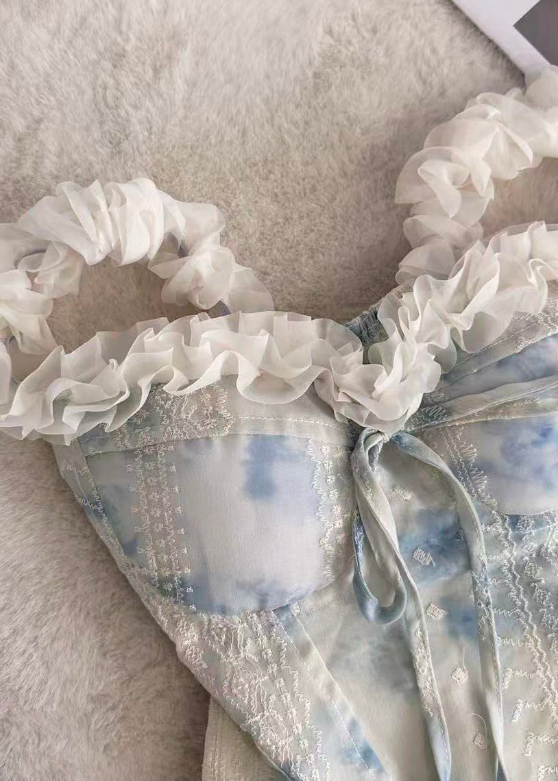 Women's Chiffon Top Ruffled Tie Dye Style 2