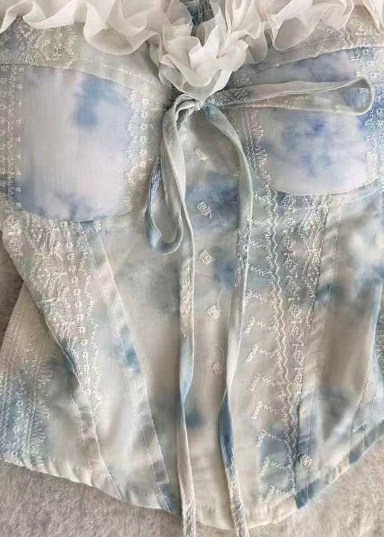 Women's Chiffon Top Ruffled Tie Dye Style 3