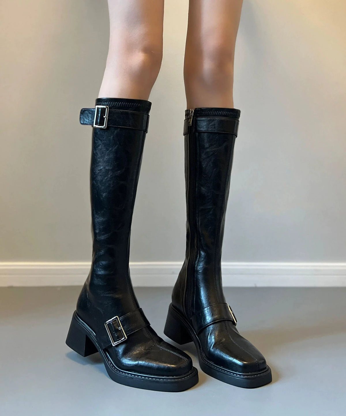 Women's Chunky Boots Casual Buckle Strap 1