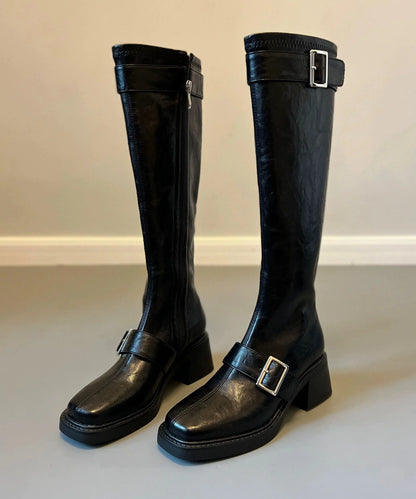 Women's Chunky Boots Casual Buckle Strap 4