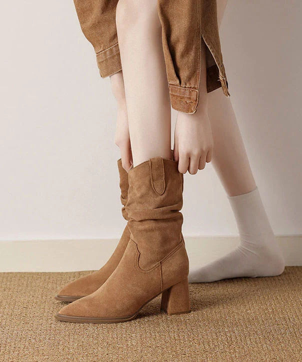 Women's Chunky Boots Pointed Toe Boho Style 2