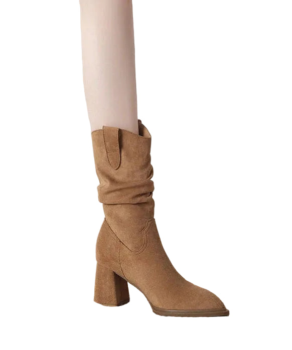Women's Chunky Boots Pointed Toe Boho Style 3