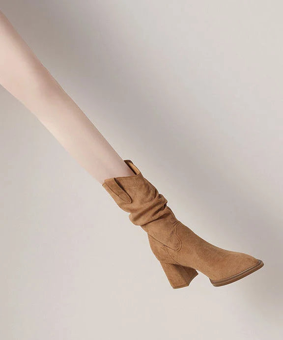 Women's Chunky Boots Pointed Toe Boho Style 4