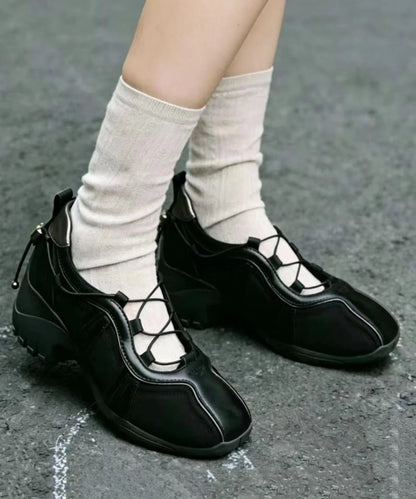 Women's Chunky Flat Shoes Retro Cross Strap 1