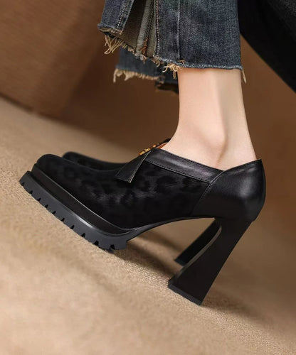 Women's Chunky Heel Ankle Boots Zippered Splicing Design 1