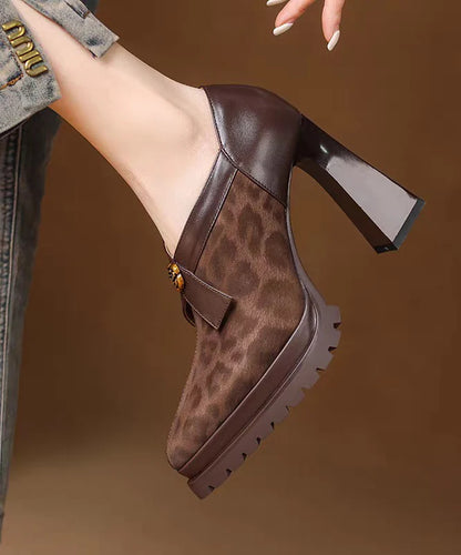 Women's Chunky Heel Ankle Boots Zippered Splicing Design 2