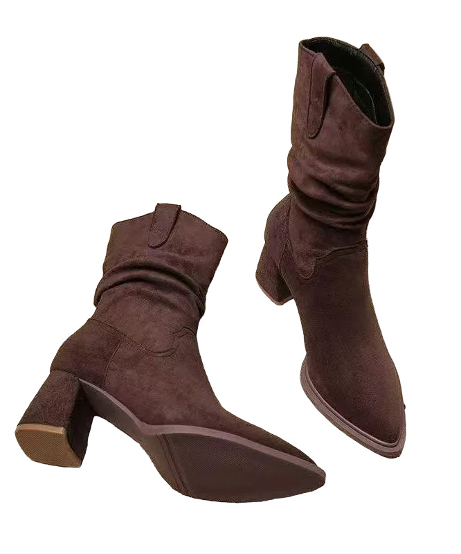 Women's Chunky Heel Boots Pointed Toe 0