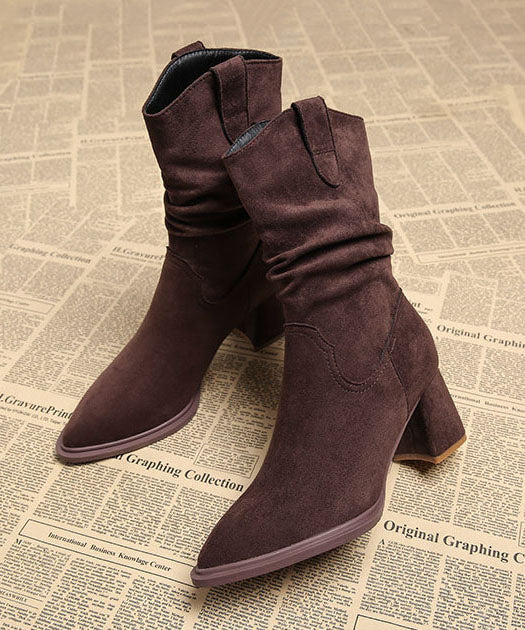 Women's Chunky Heel Boots Pointed Toe 3