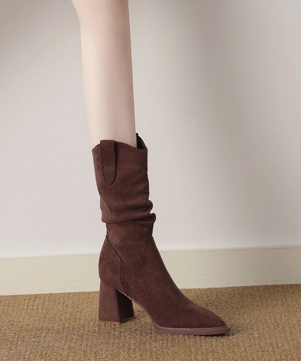 Women's Chunky Heel Boots Pointed Toe Retro Style 3