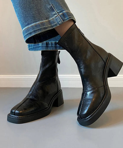 Women's Chunky Heel Boots Spliced Design 2