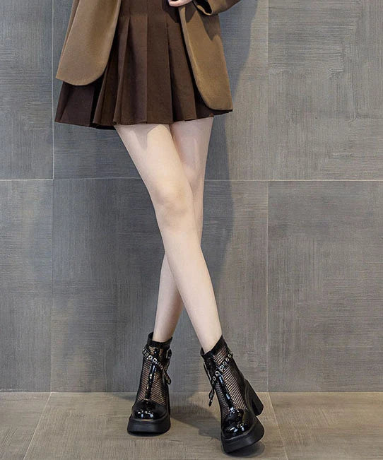 Women's Chunky Heel Boots Splicing Design 3