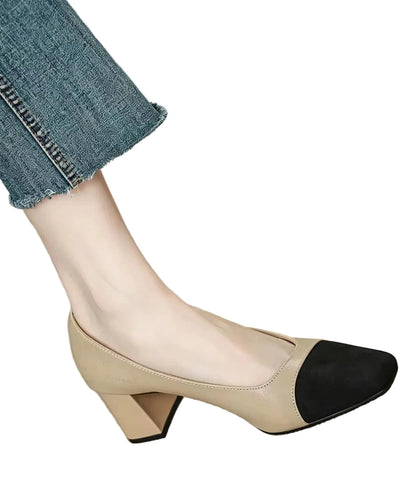 Women's Chunky Heel Colorblock Pumps 0